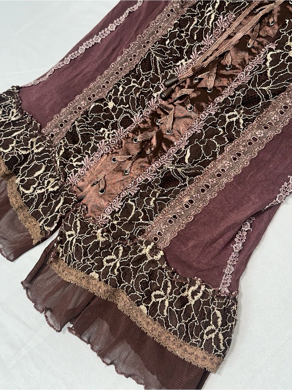 Pretty Angel Women’s L Y2K Fairy Bohemian Lace Corset Tank Grunge Whimsy Goth - Picture 4 of 12